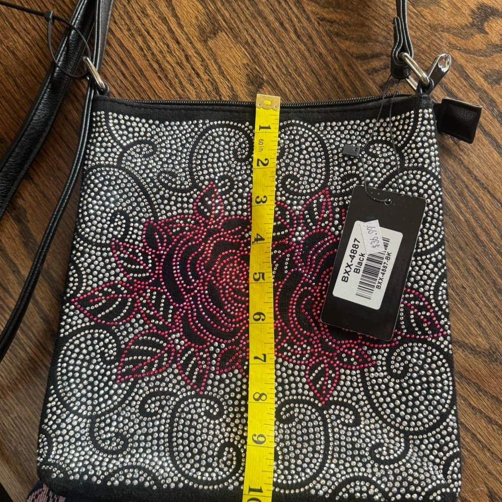 Elegant Black and Pink Floral Women's Bag